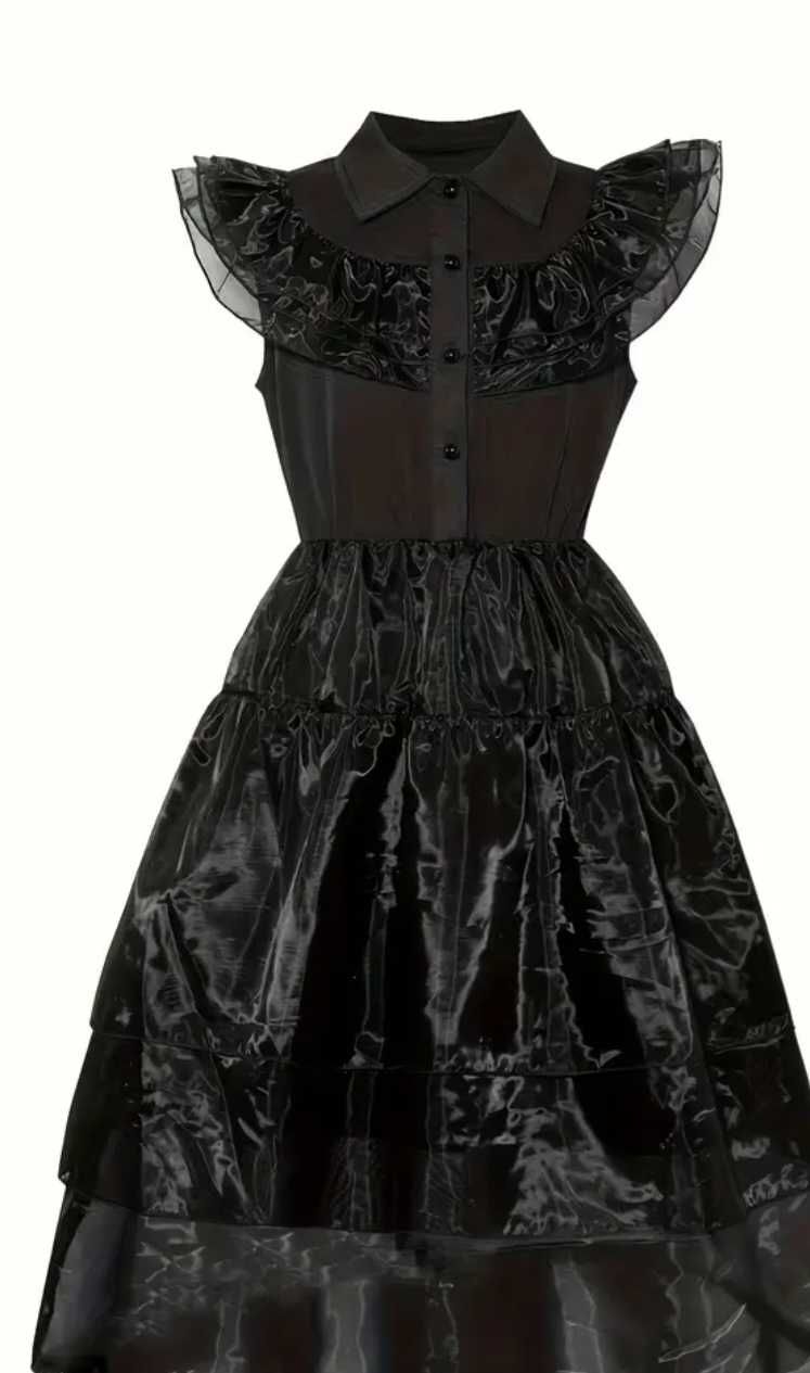 Nowy strój Wednesday Addams, r. 140/146 przebranie bal