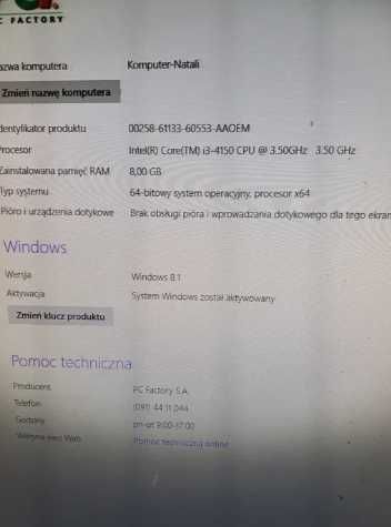 Komputer + monitor 24" z funkcją telewizora.