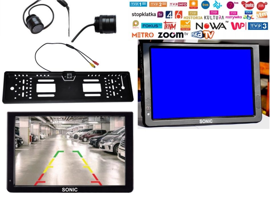 Telewizor Przenośny Samochodowy Tir 12" DVB-T2 d Dom Auta USB Radio FM