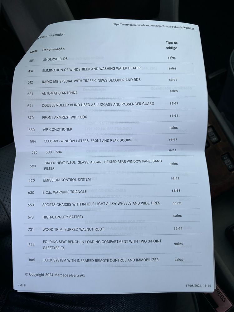 E 300 TD Touring Turbo Diesel  NACIONAL. 27 Extras Origem W124