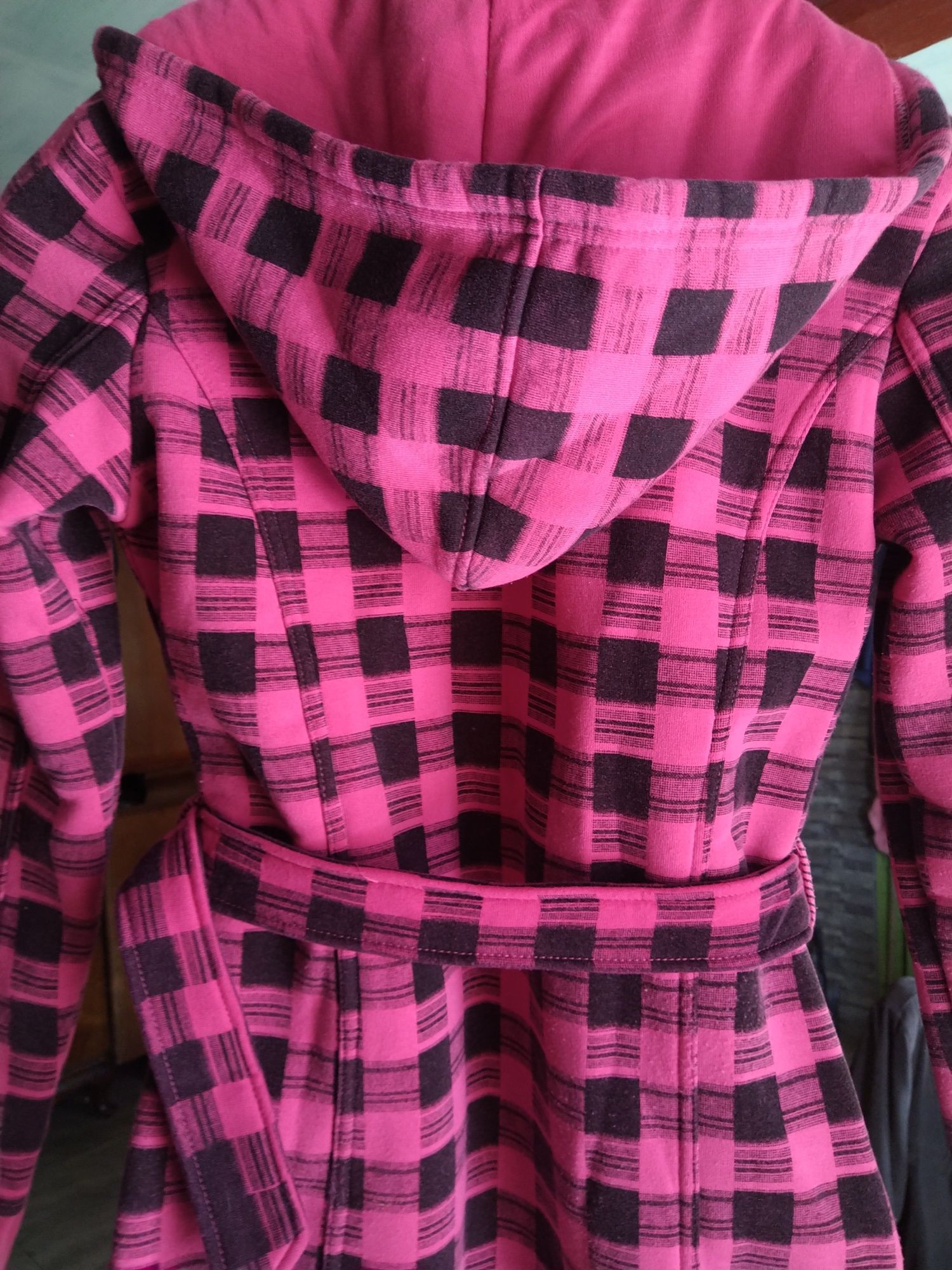 Kurtka bluza  w kratę r. S rozpinana z kapturem ciepła