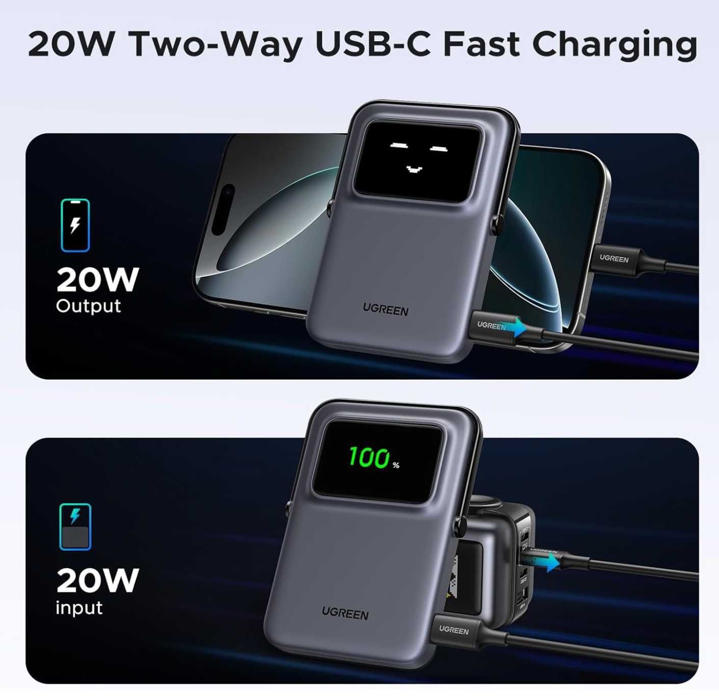 Магнітна батарея (павербанк) UGREEN 5000mAh Uno Magsafe Power Bank 20W