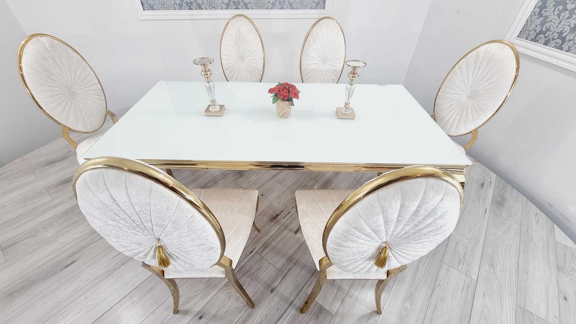 Jadalnia Stół 180 x 90 + 6 krzeseł Oval Premium GOLD