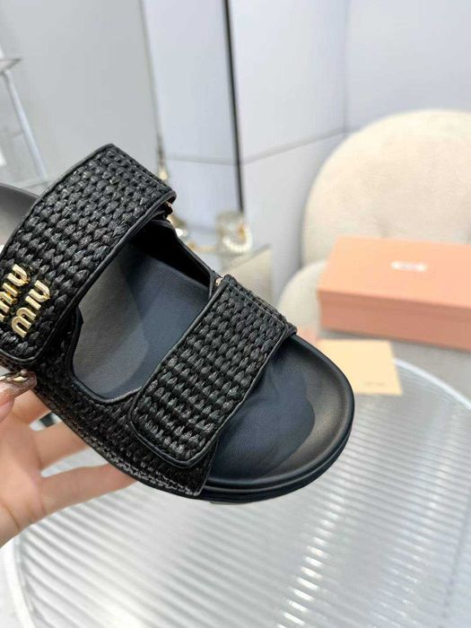 Miu Buty, sandaly klapki, skora od reki