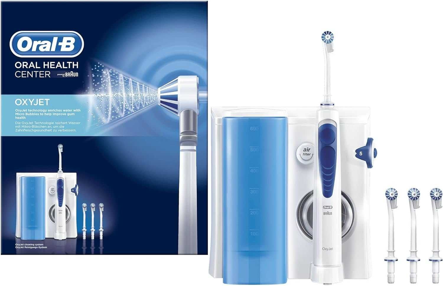 Irygator wodny Oral-B Oxyjet, system czyszczenia z 4 głowicami