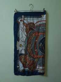 Красивый шелковый платок с принтом "культ коня" винтаж