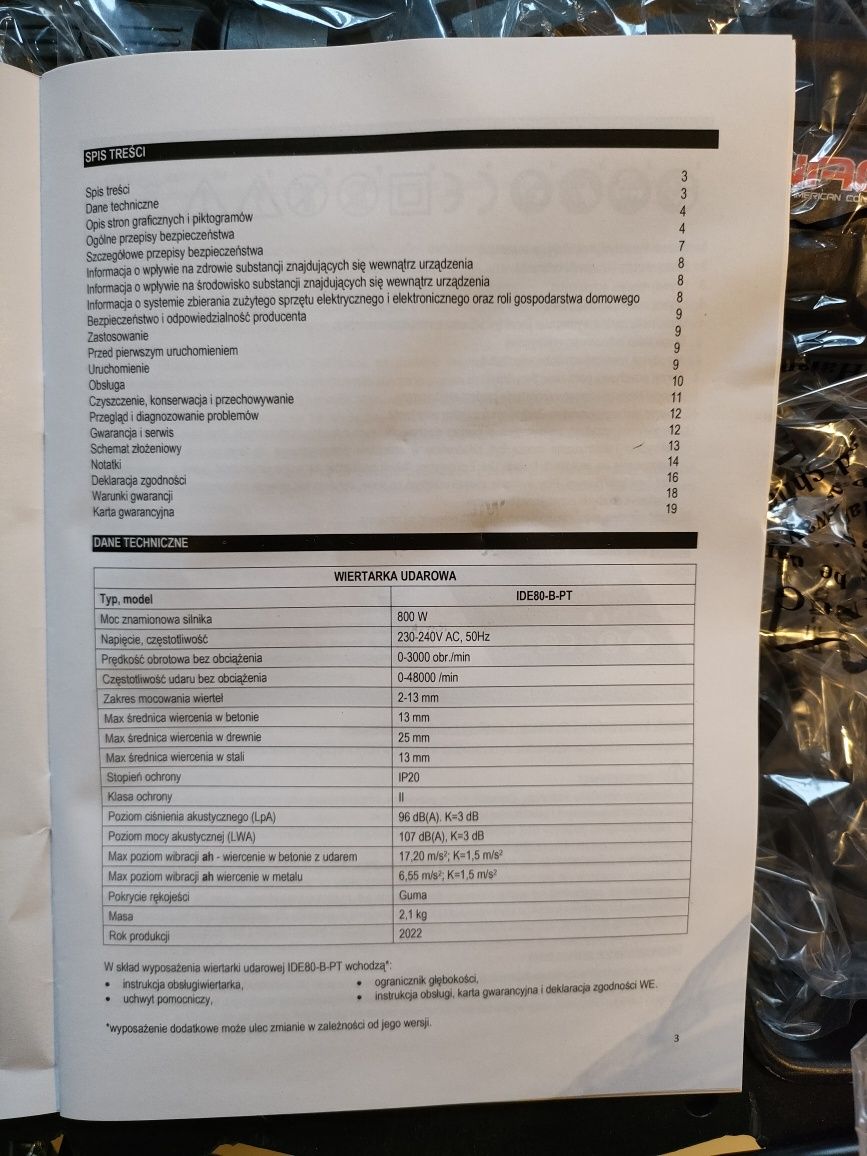 Wiertarka udarowa NAC 800W Z gwarancją producenta.