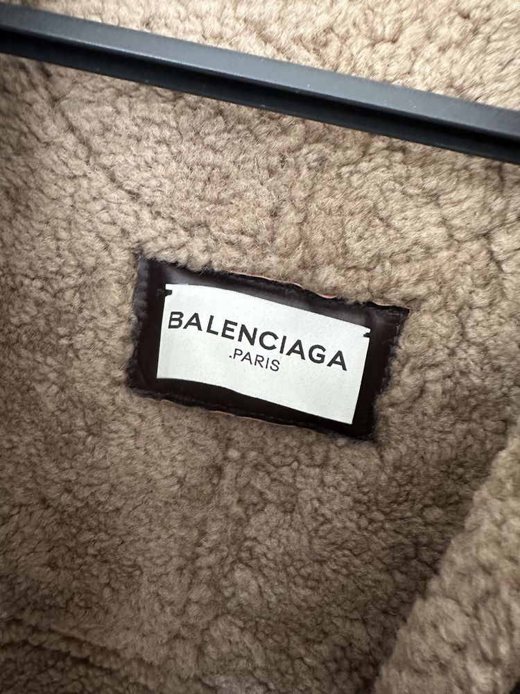 Kożuch kurtka zimowa skórzana skóra Balenciaga rozmiar L