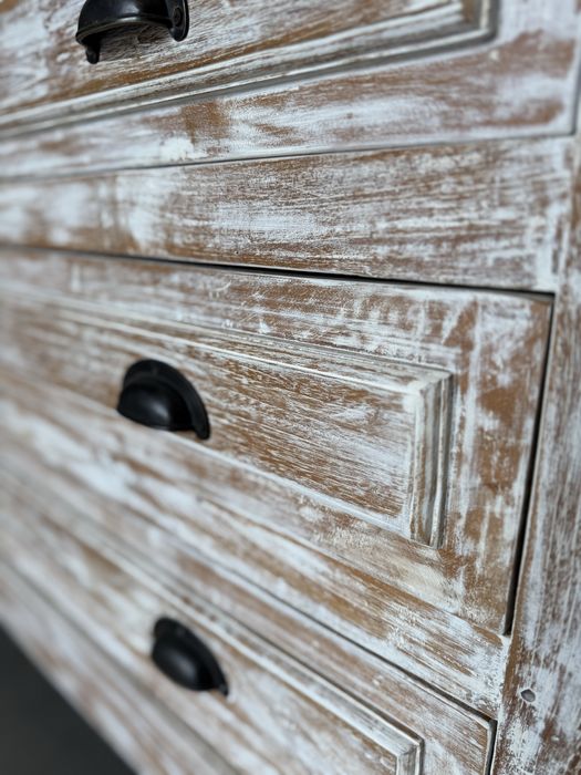 WITRYNA DREWNIANA WĄSKA jasna tekowa biblioteka kredens country