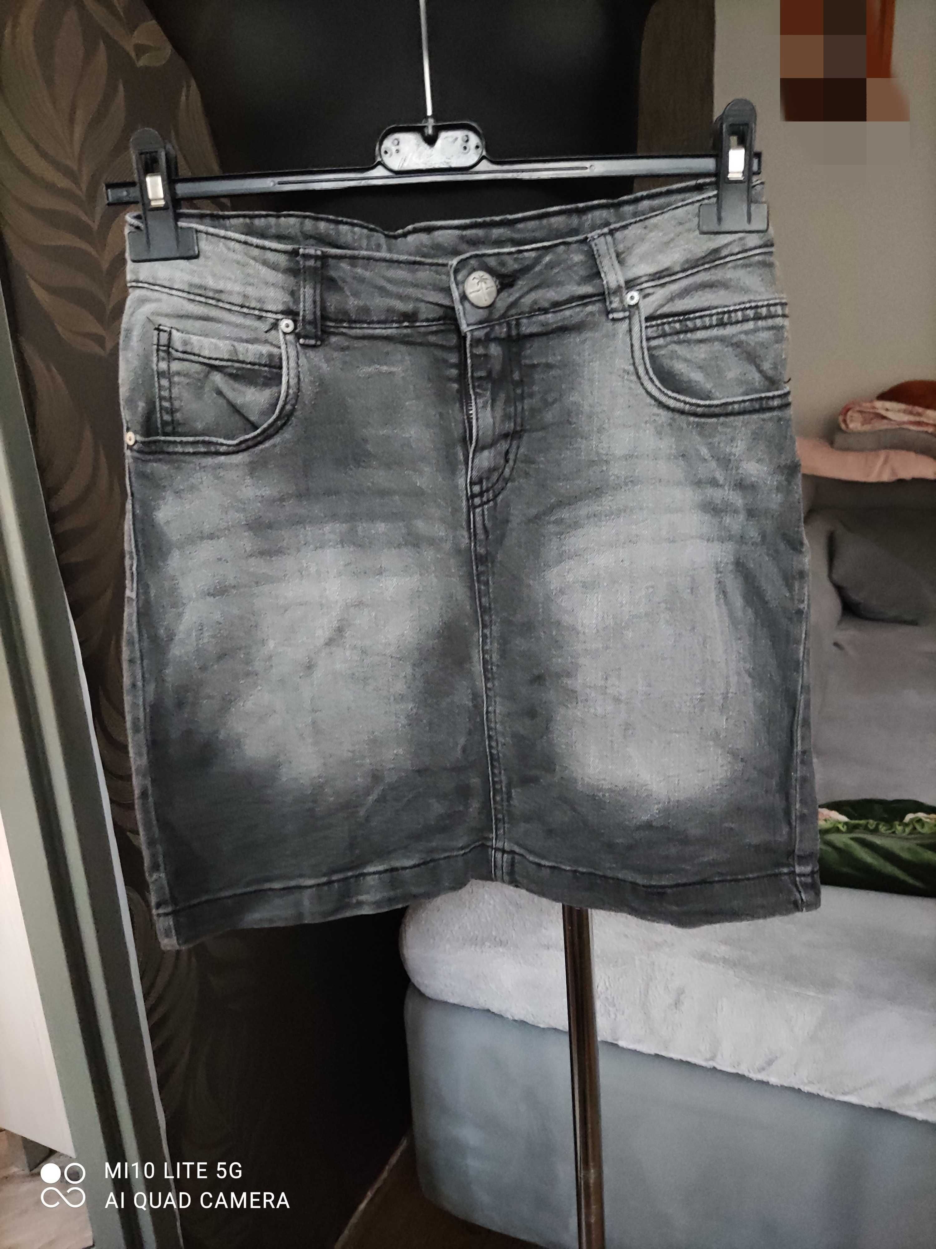 Grafitowa spódniczka S 36 Up fashion jeansowa