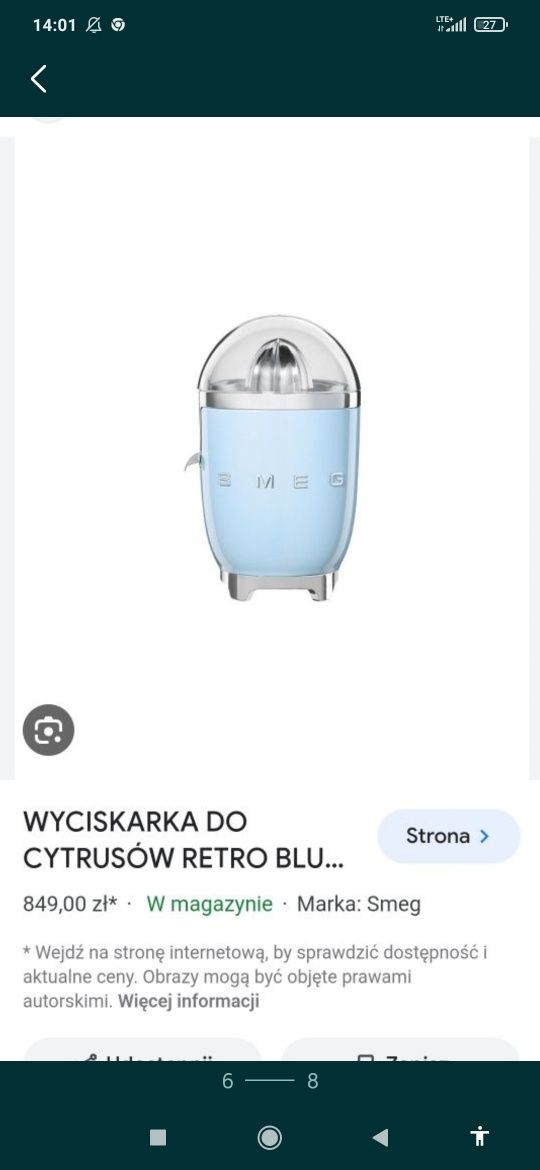 Nowa wyciskarka plus papiery Smeg