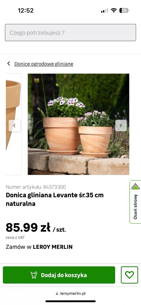 Gliniane donice z podstawka 2 szt Glina Donica Taras Ogród Obi Leroy