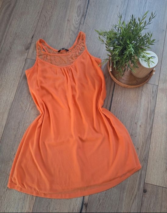 Bluzka sukienka letnia tunika pomarańczowa szerokie ramiączka Reserved