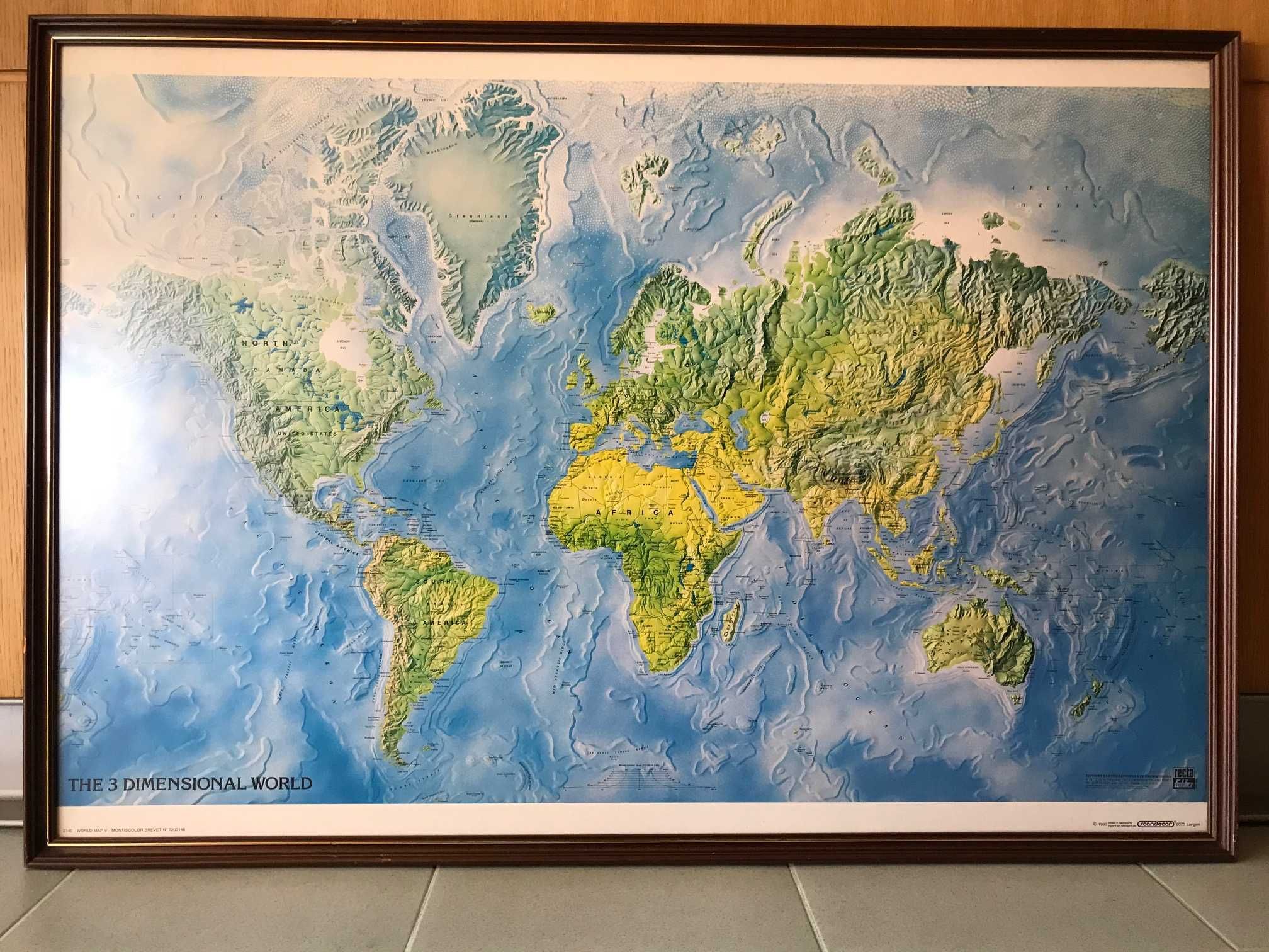 Quadro com o Mapa Mundo em relevo