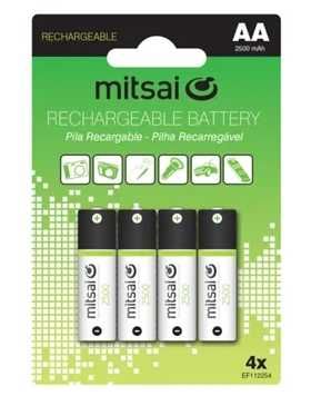 Kit Pilhas e Carregador Recarregaveis MITSAI +2XAA RTU 2500MAH NOVO