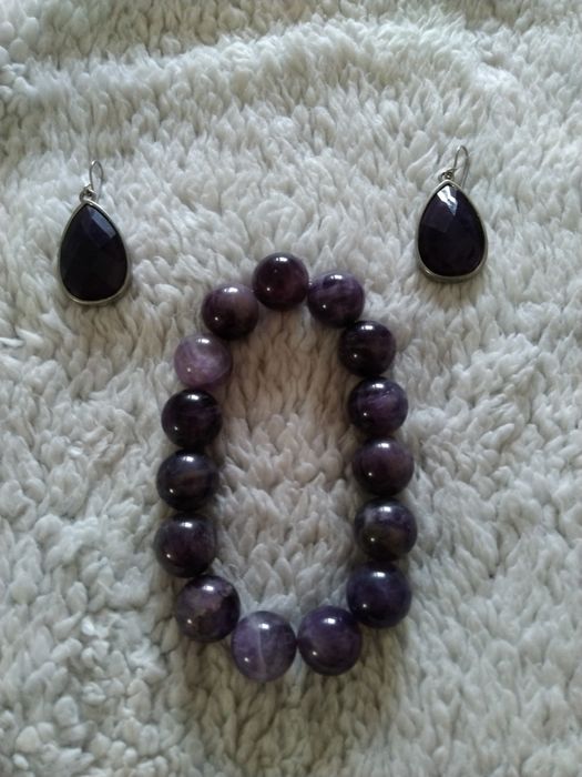 Pulseira e brincos Ametista.