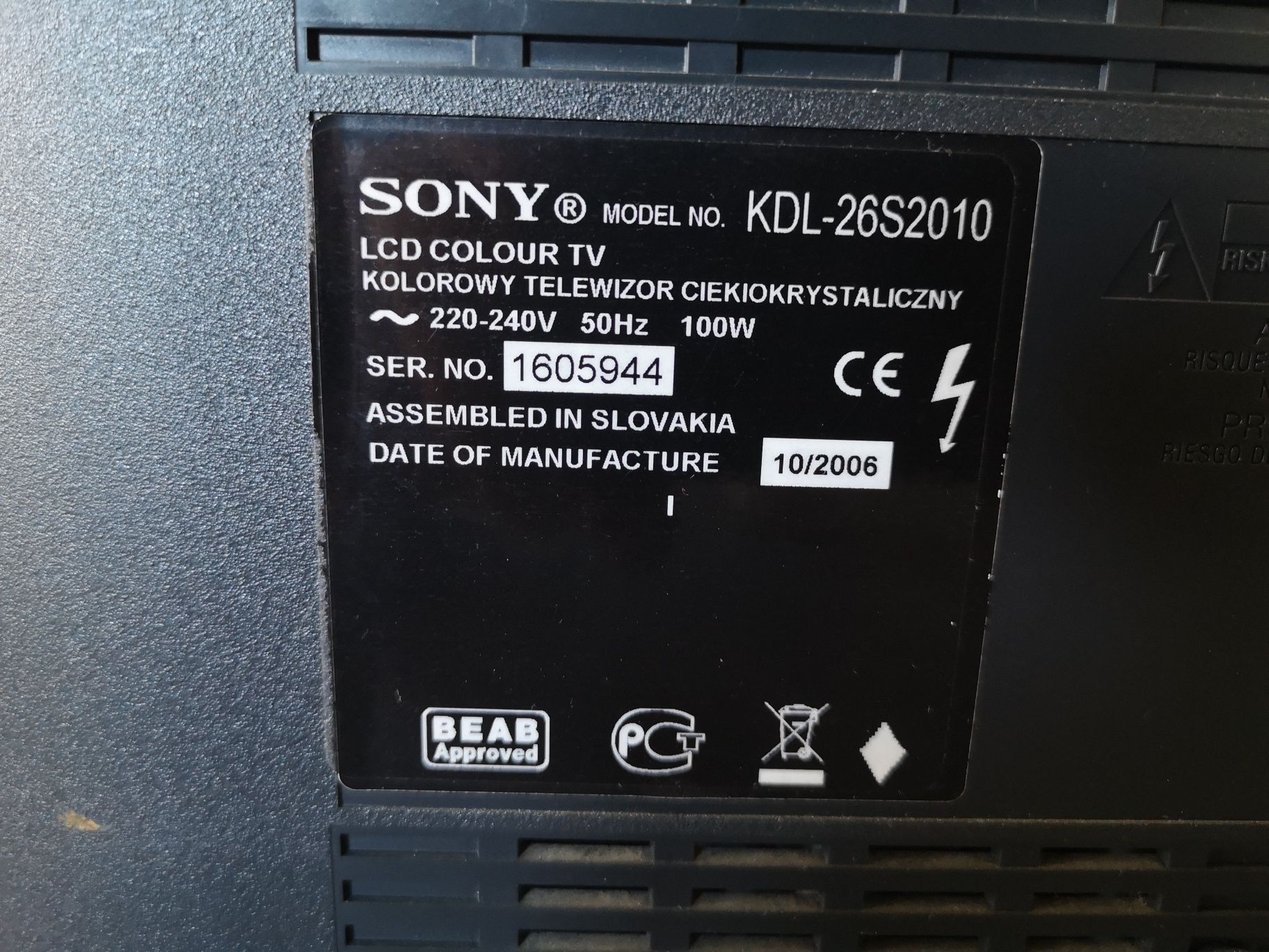 TV Sony KDL-26S2010, 26 cali
