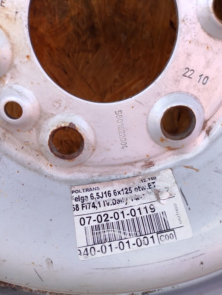 Felga 6x 125 Opona Koło Dojazdowe Zapasowe Iveco Daily 235/65 R16c