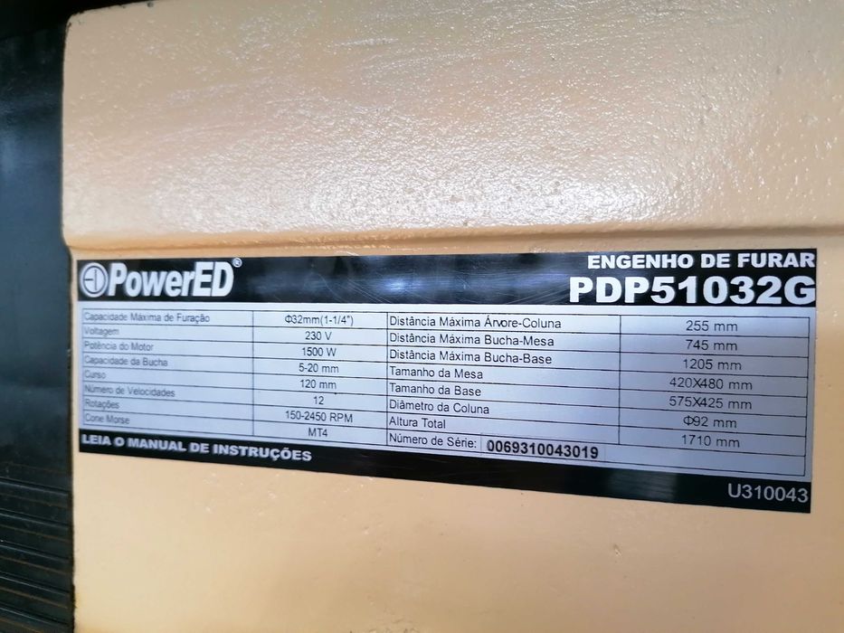 Engenho de furar PDP 51032 G - Novo