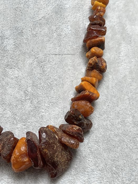 Stary Duży Naszyjnik z Bursztynu Bałtyckiego Prl