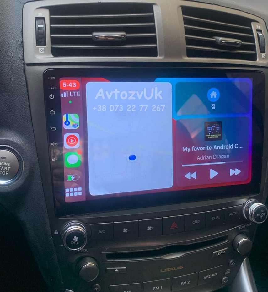 Магнитола Lexus IS250 GS300 GPS TV USB 2 дин Лексус CarPlay Android 14