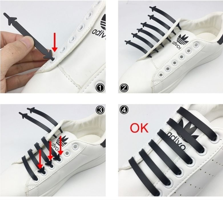 Силиконовые шнурки. Шнурки без завязок. Ленивые шнурки.