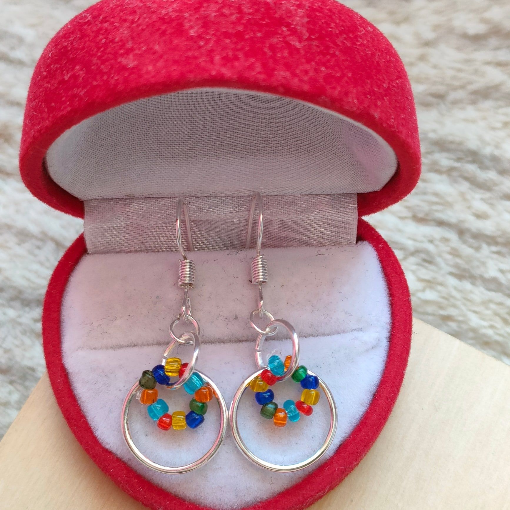 Przepiękne kolorowe kolczyki kółka koraliki colorful earrings