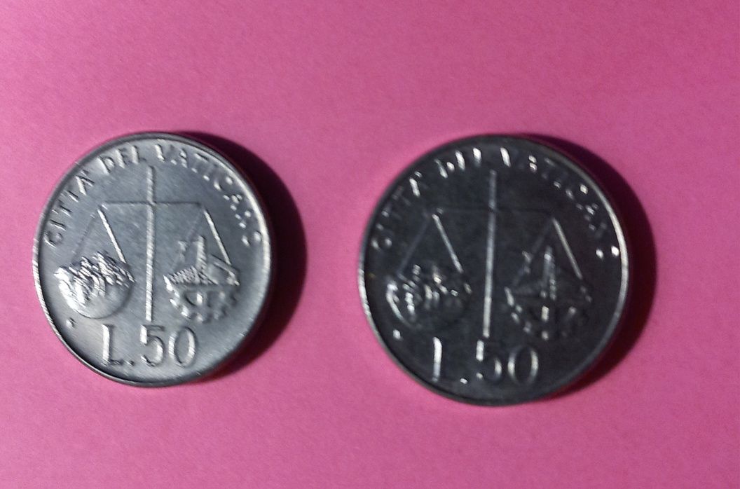 Monety vintage 50 lirów Watykan 1992 rok