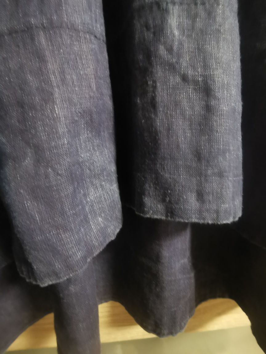 Granatowa świetna lniana hiszpanka Miho's oversize okazja  len