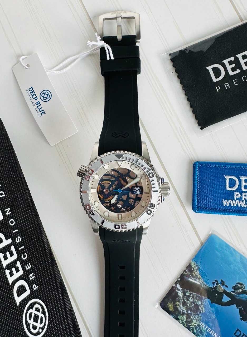 Новые Seiko мужские Deep Blue скелетоны skeleton часы с люмом дайверы