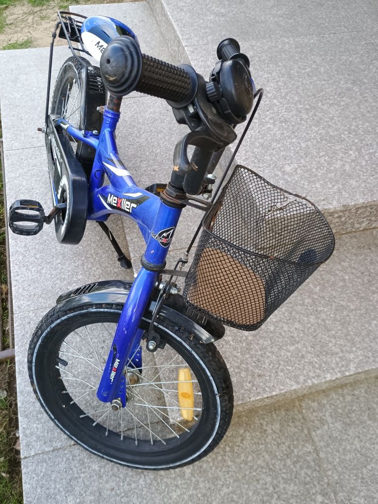 Rower BMX Mexller 16 Dla Chłopca Dziecięcy niebieski koszyk sprawny