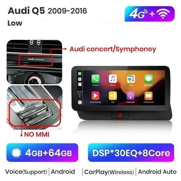 Radio nawigacja Audi Q5 2009 - 2016 10.25“ Android CarPlay 4GB 64GB