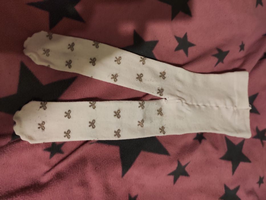 Rajstopki dla dziewczynki złote kokardki rozmiar 68 74