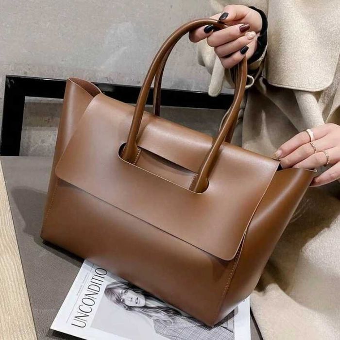 Сумка жіноча тоут шопер чорна коричнева велика якісна екошкіра