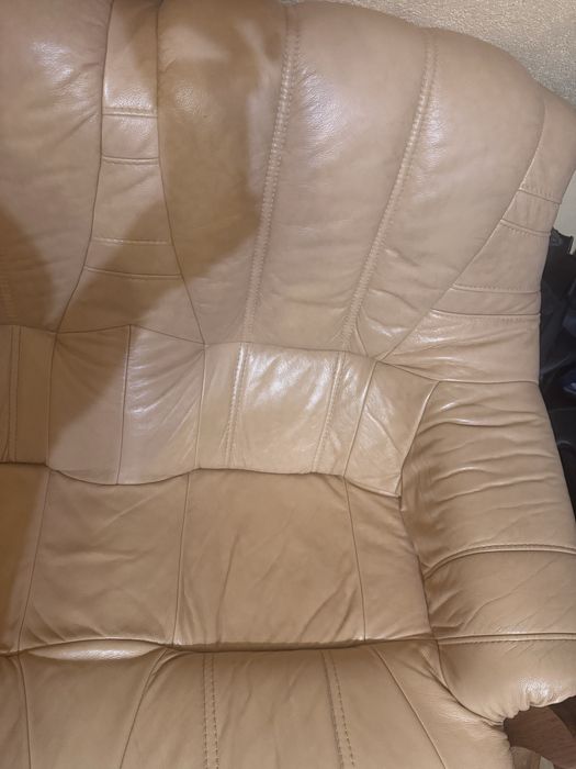 Komplet wypoczynkowy: skórzana kanapa 3-osobowa + fotel