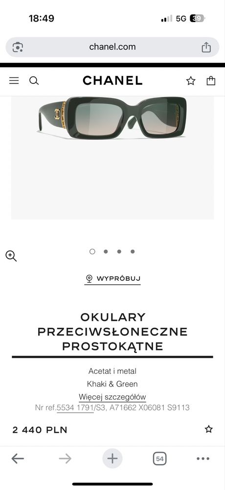 Okulary przeciwsloneczne Chanel butelkowa zielen