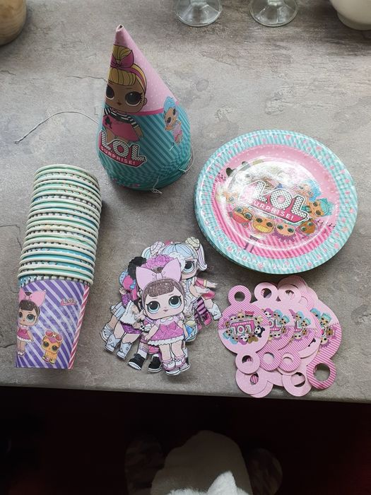 Декор для торта, гирлянда, топер,  шарики, посуда лол