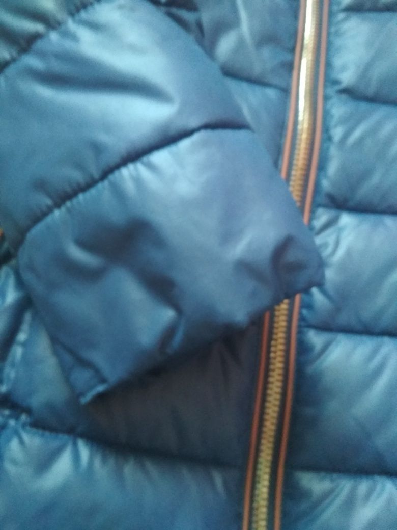 Куртка курточка Пальто удлиненная темно синя з коричневим