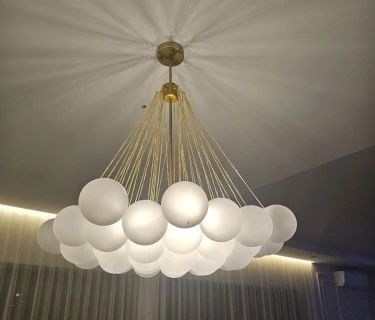 NOWY Lampa żyrandol kule złoty gold modern classic bubble 37 kul