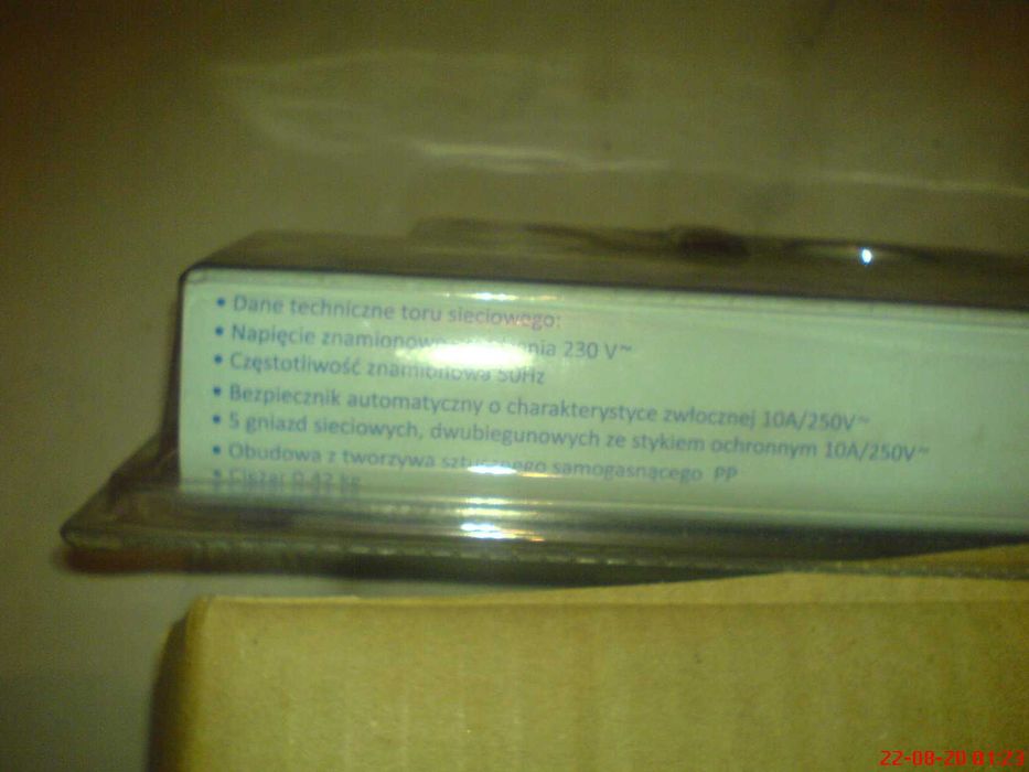 Listwa Antyprzepięciowa 5 Gniazd z Uziemieniem przewód 3 m NOWA W OPAK