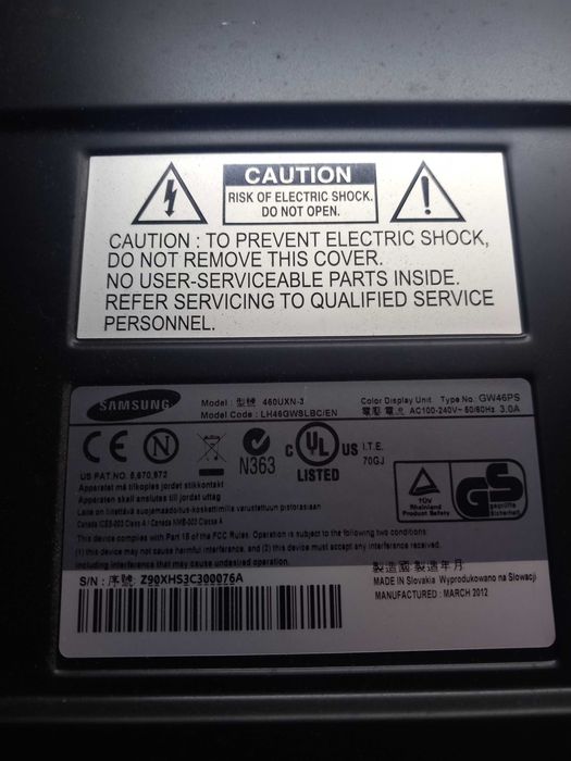 monitor samsung  LH46GWSLBC/EN