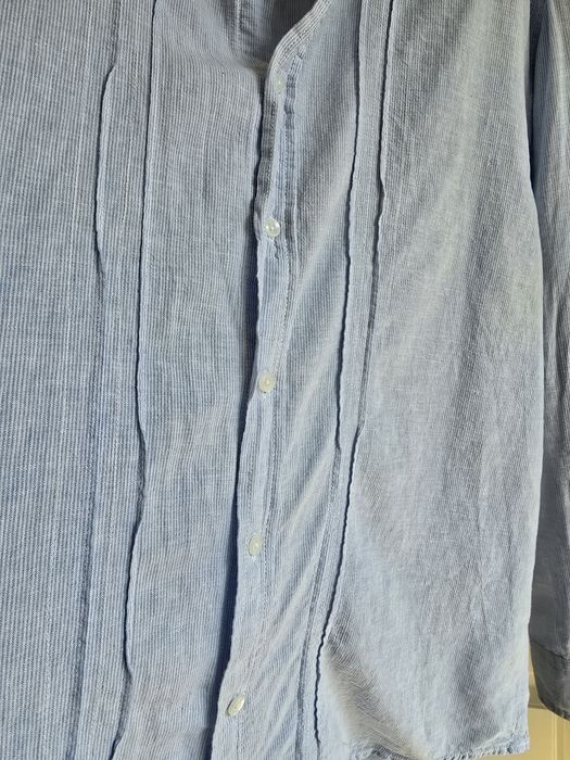 Koszula męska lniana w paski XL bawełna len