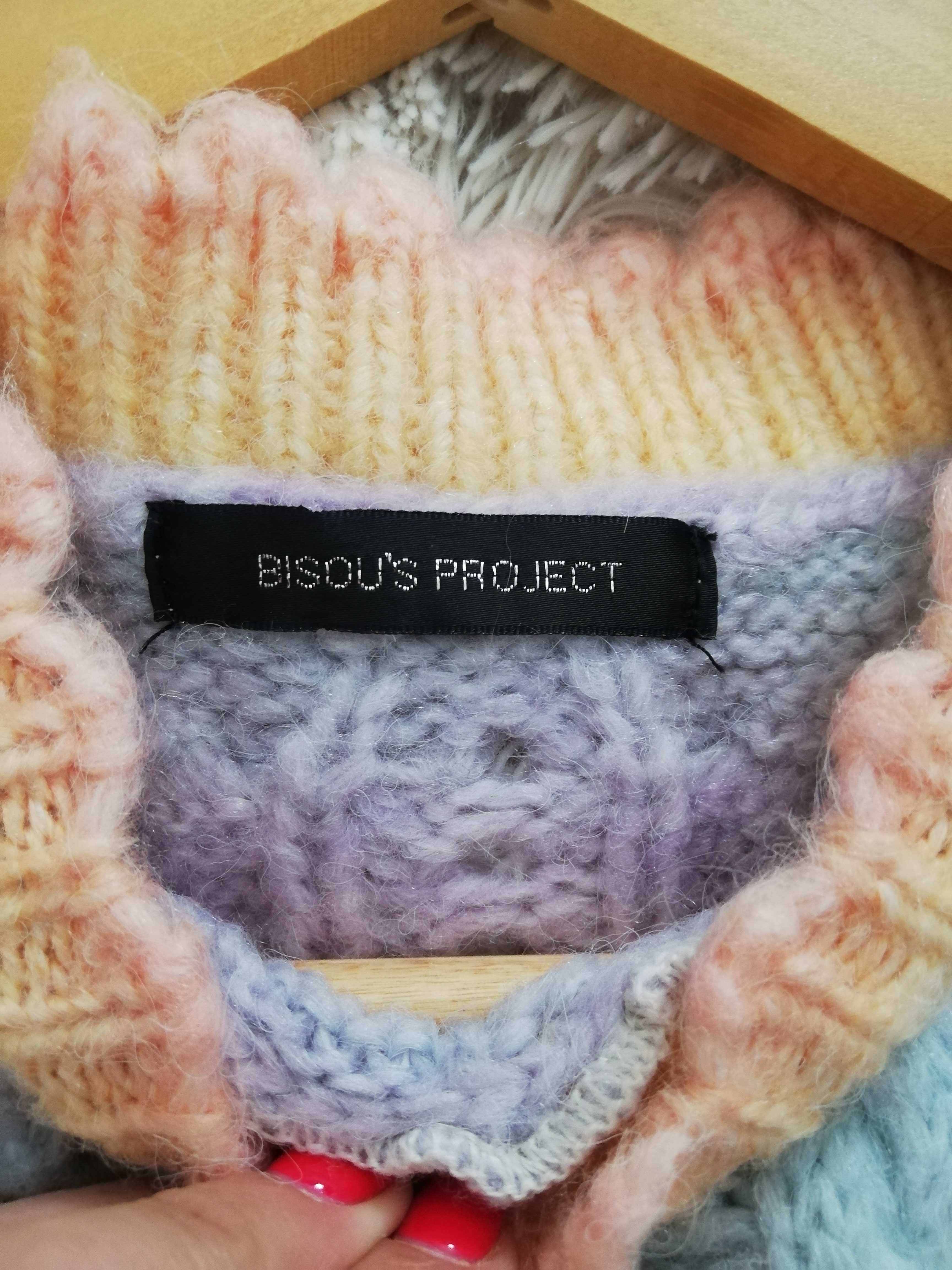 sweter Bisou's project s 36 tęczowy sweterek bezrękawnik s 36