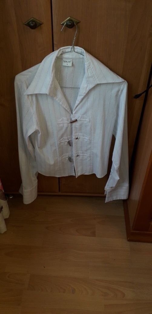 Bluzka koszula s-m 36-38 biała czarna złota Vintage