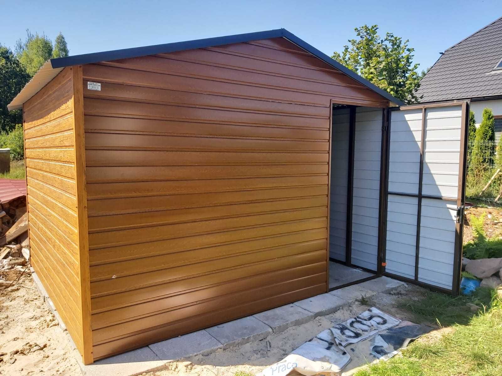 Garaż blaszany 3,5x5 PREMIUM ORZECH Garaże CAŁY KRAJ SZYBKI TERMIN rat