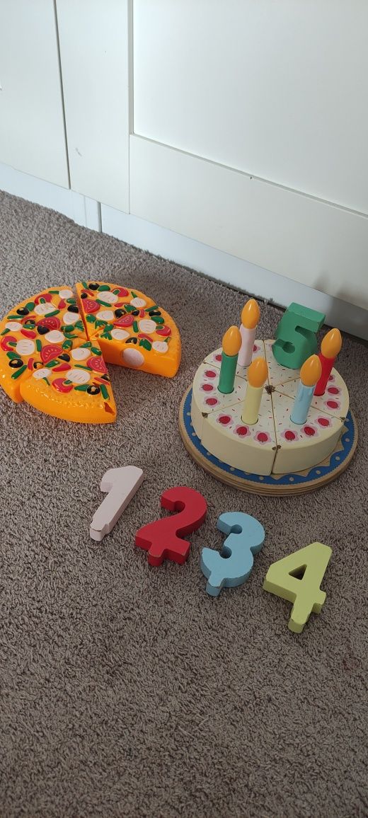 Drewniany Tort Urodzinowy/ drewniane owoce warzywa /pizza
