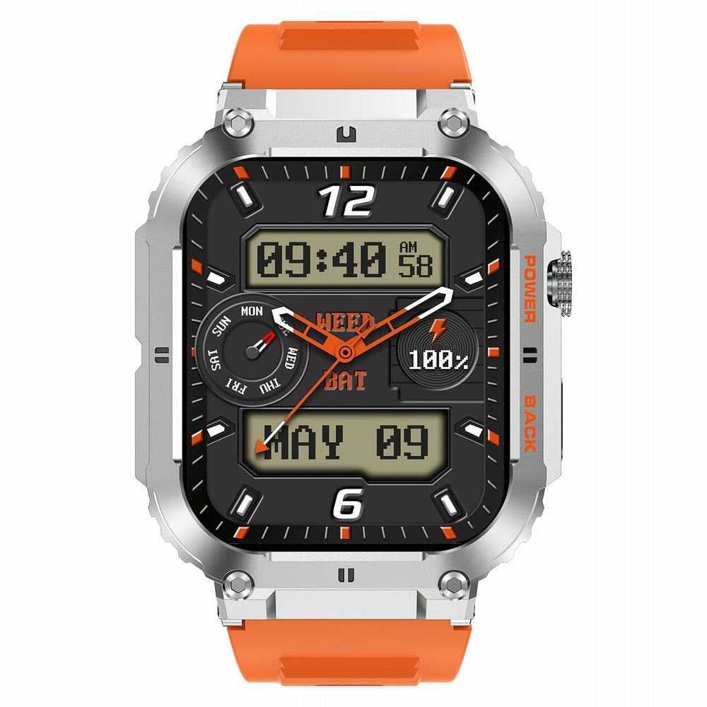 SMARTWATCH GRAVITY GT6-4 Srebrny Pomarańczowy Pasek Silikonowy