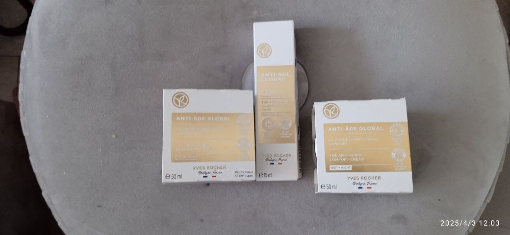 Yves Rocher 3 szt. Anti age global krem na dzień+noc+ pod oczy