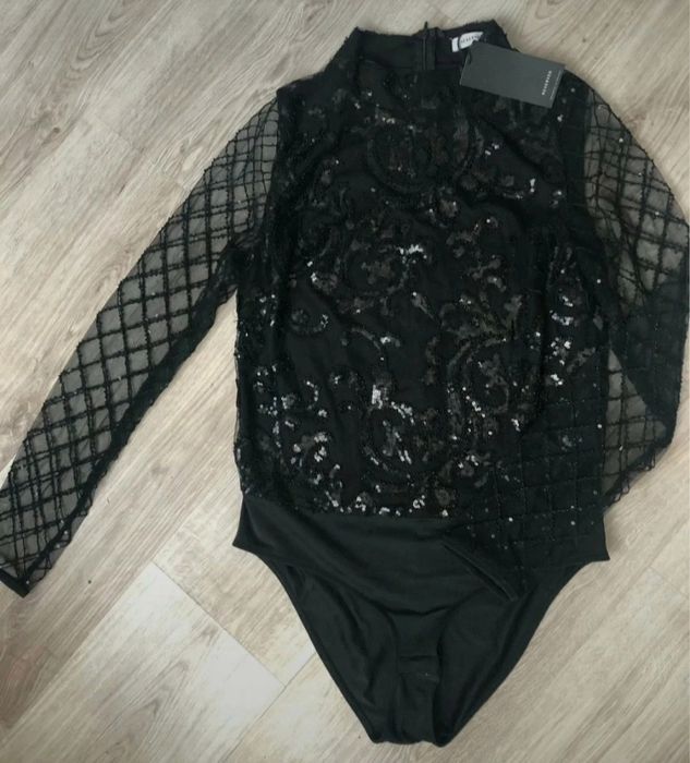 Reserved czarne imprezowe body S