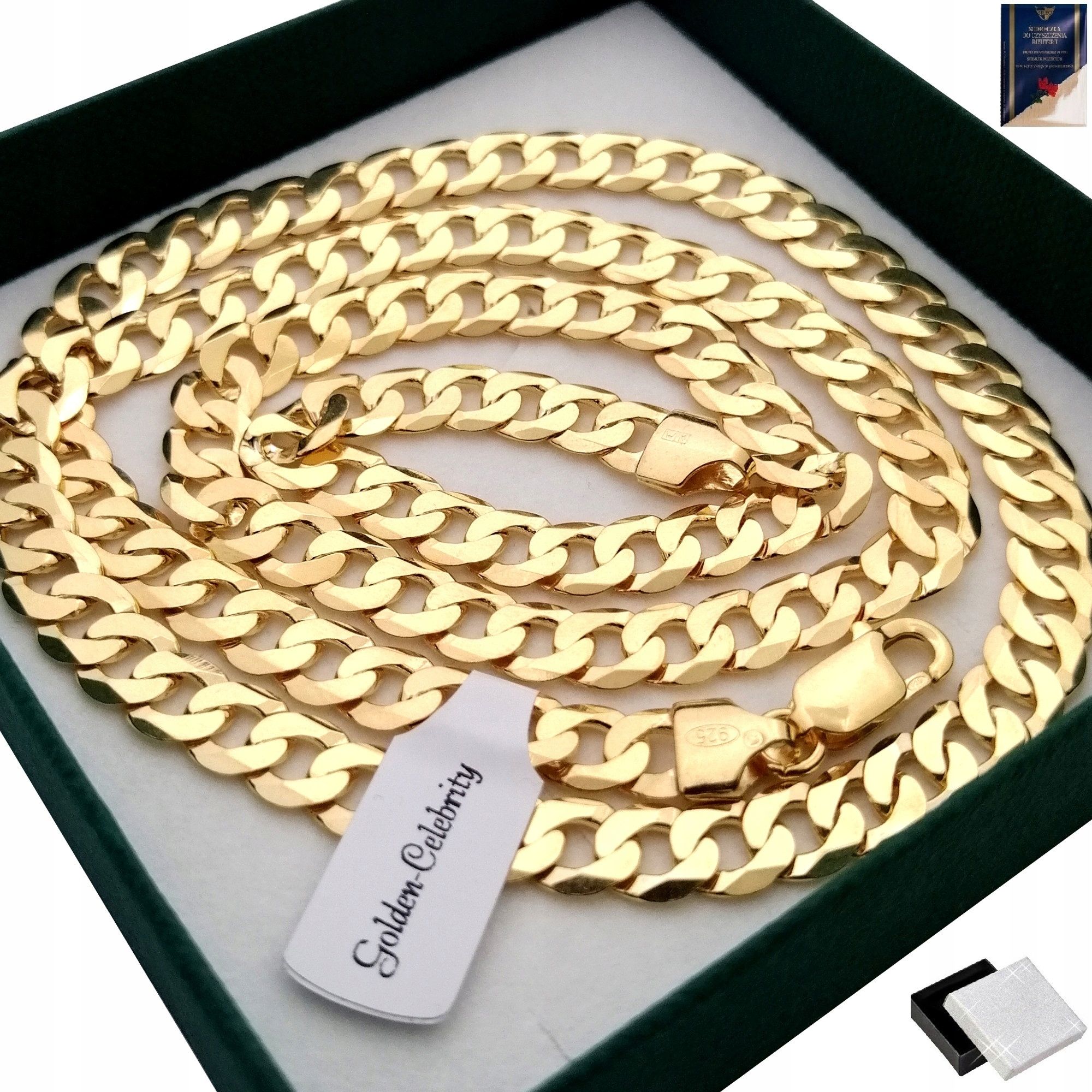 Luksusowy Złoty Łańcuch Pancerka 55cm Srebro 925/585 Dla Niego 14k + G